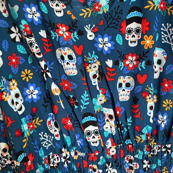 Colorful Skull and Floral Print Dress plus size ModCloth - Picture 2 of 8